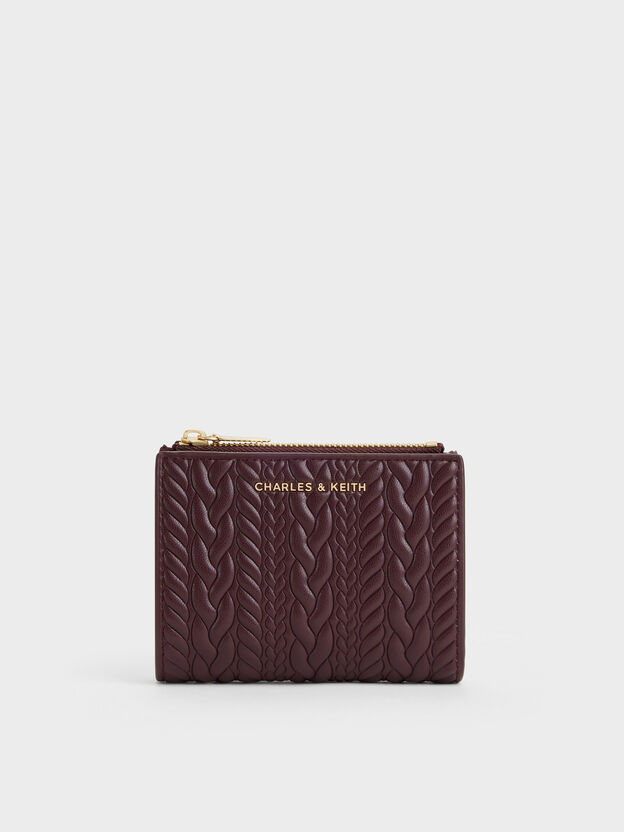 Apolline Textured Top-Zip Wallet, Wineberry Red, hi-res