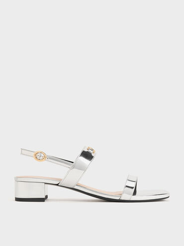Trifina Metallic-Accent Slingback Sandals, Silver, hi-res
