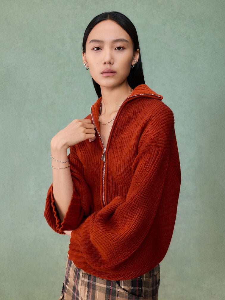 Emilia Wavy Stud Earrings, Silver, hi-res