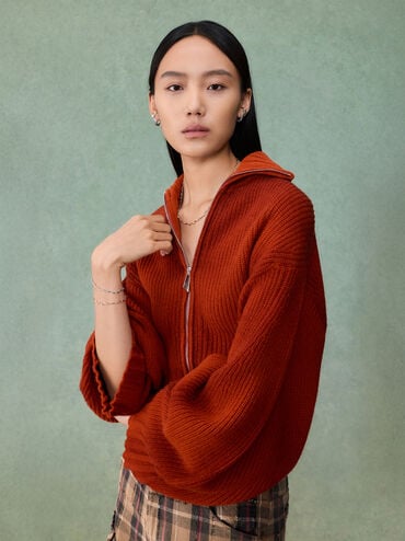 Emilia Wavy Stud Earrings, Silver, hi-res