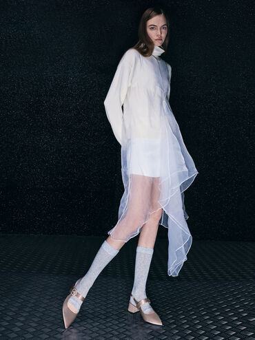 Satin Crystal-Buckle Block-Heel Slingback Pumps, Mauve, hi-res