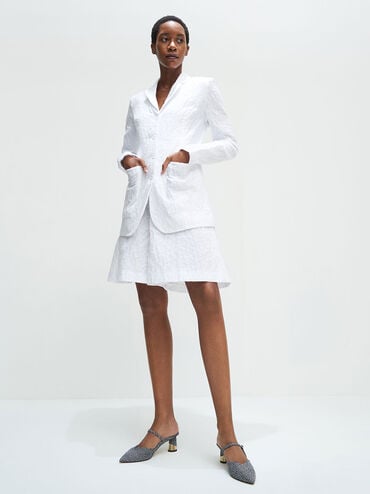 Cammie Metallic Sculptural Heel Tweed Mules, Multi, hi-res