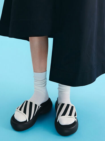 Striped Platform Sporty Slide Sandals, Multi, hi-res