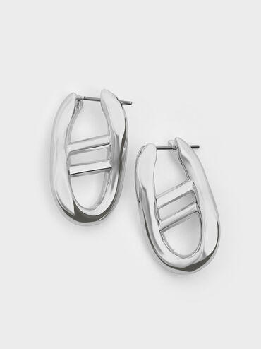 Nyra Sculptural Drop Earrings, Silver, hi-res