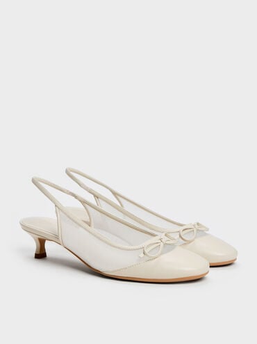 Mulligan Mesh Bow Slingback Pumps, Chalk, hi-res