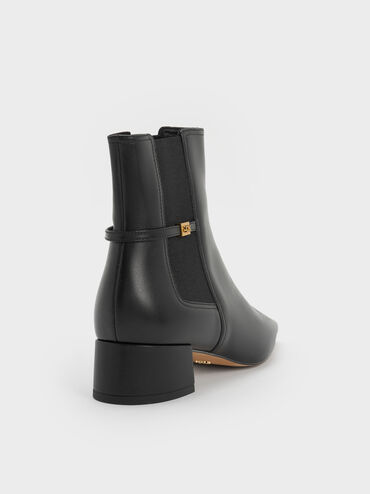 Georgina Leather Tapered Square-Toe Ankle Boots, Black, hi-res