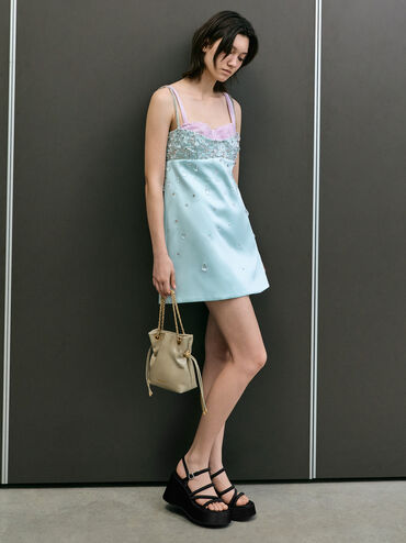 Arya Braided-Chain Crossbody Bag, Pale Olive, hi-res