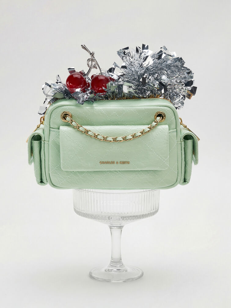 Duo Quilted Crossbody Bag, Mint Green, hi-res