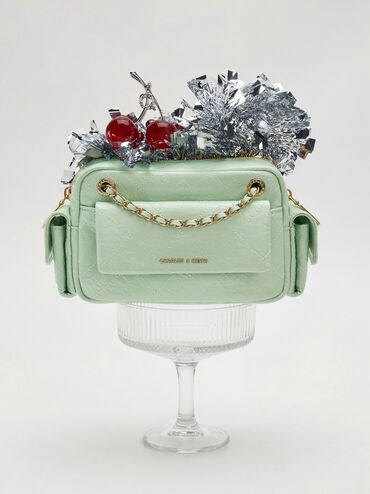 Duo Quilted Crossbody Bag, Mint Green, hi-res