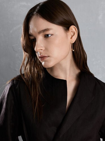 Athalia Gingerbread-Fairy Crystal-Star Drop Earrings, Gold, hi-res