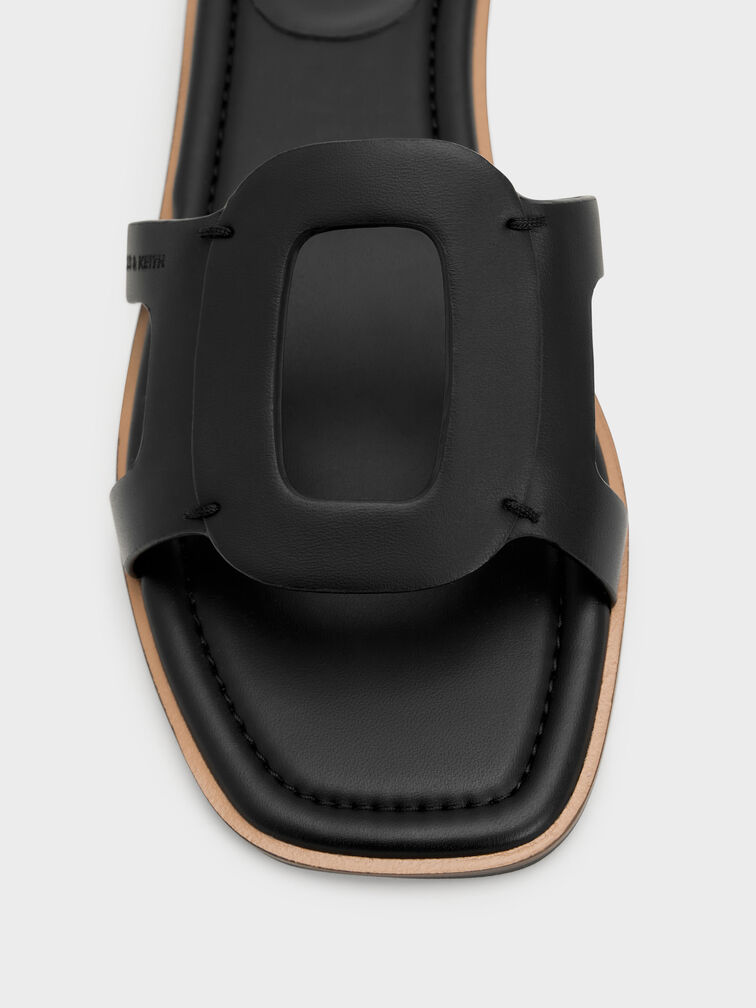 Easley Cut-Out Slide Sandals, Black, hi-res