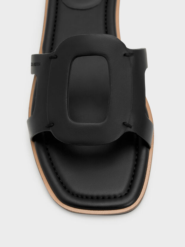 Easley Cut-Out Slide Sandals, Black, hi-res