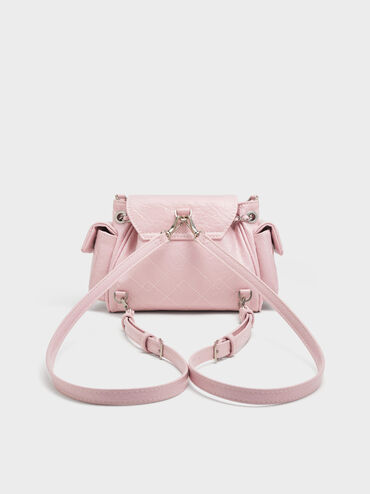 Duo Quilted Two-Way Front Flap Backpack, Cotton Candy Pink, hi-res