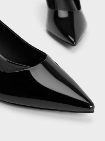 Curtis Patent Pointed-Toe Kitten Heel Pumps, Black Patent, hi-res