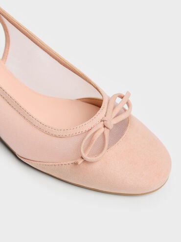 Mulligan Mesh Bow Slingback Pumps, Blush, hi-res