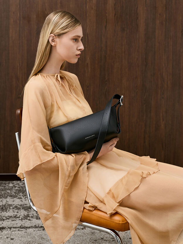 Larsen Buckle-Strap Shoulder Bag, Noir, hi-res