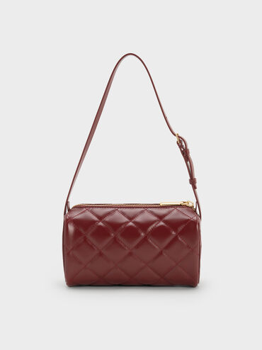 Janie Quilted Shoulder Bag, Burgundy, hi-res
