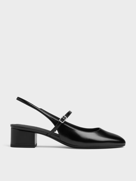 Slingback Mary Jane Pumps, Black, hi-res