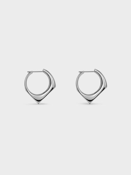 Gabine Sculptural Hoop Earrings, Silver, hi-res