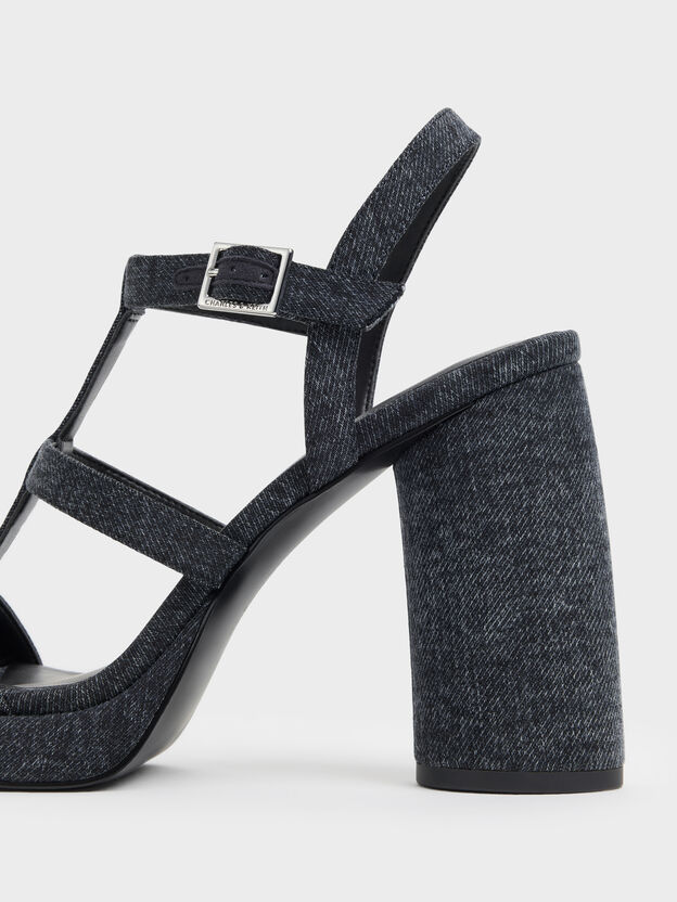 Aether Denim Platform Sandals, Dark Blue, hi-res