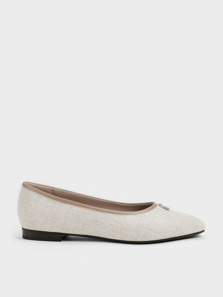 Griselda Two-Tone Ballet Flats, Light Grey, hi-res