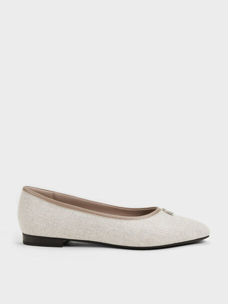 Griselda Two-Tone Ballet Flats, Light Grey, hi-res