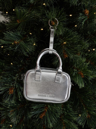 Sianna Metallic Bag Charm​, Silver, hi-res