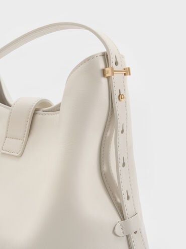 Gabine Leather Belted Hobo Bag, Eggshell Cream, hi-res