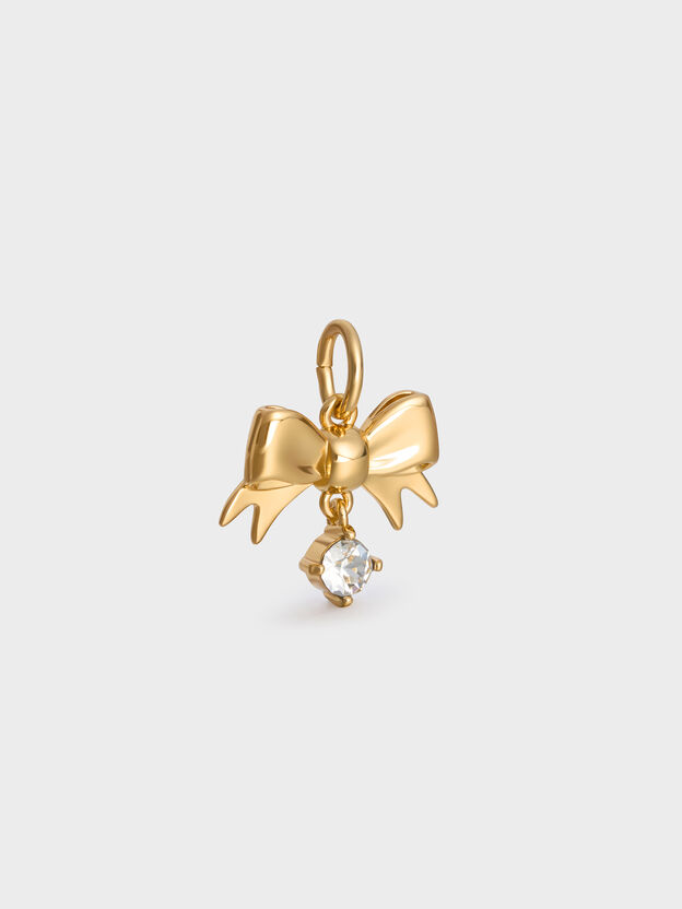 Paige Crystal Bow Charm, Gold, hi-res