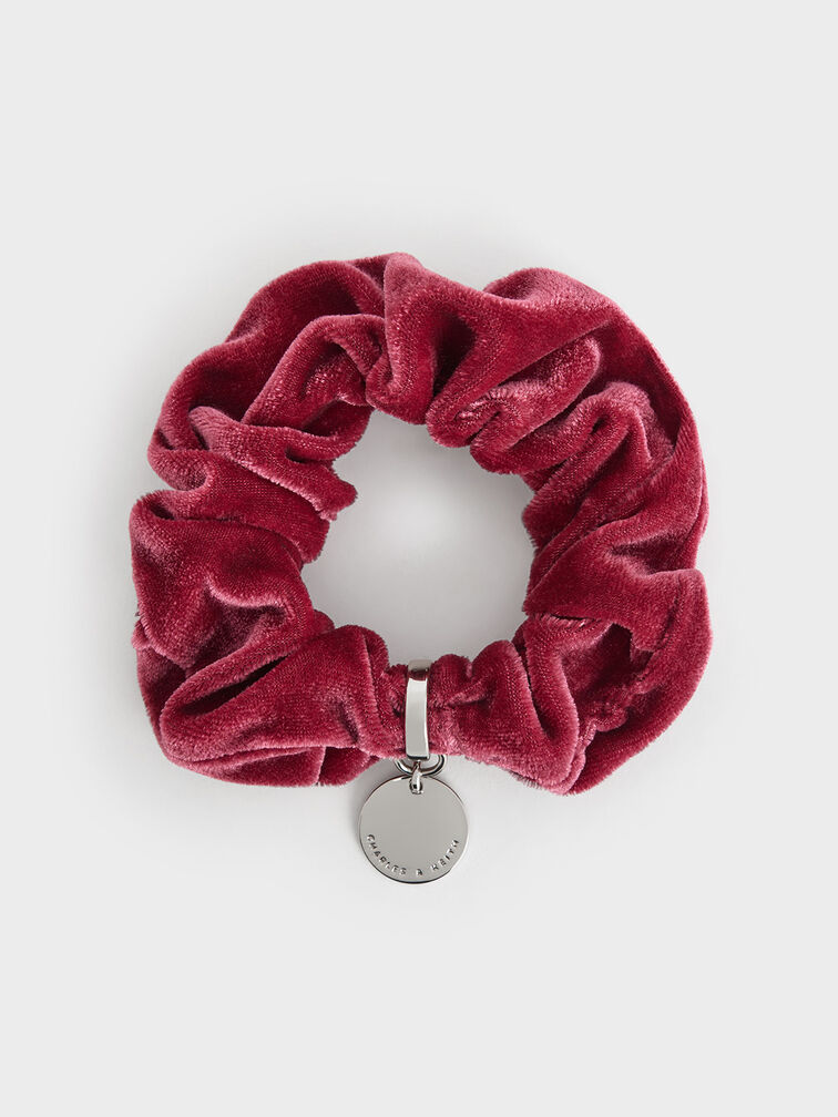 Velvet Scrunchie, Pink, hi-res
