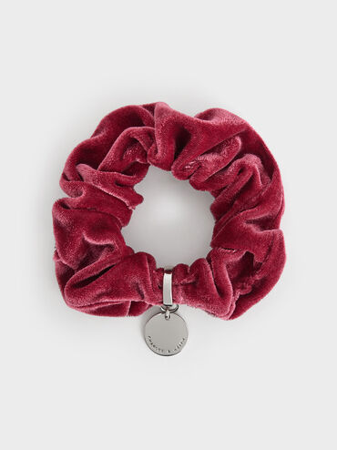 Velvet Scrunchie, Pink, hi-res