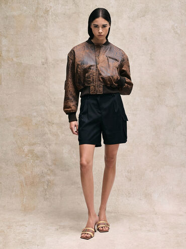 Whitney Leather & Raffia Buckled Heeled Mules, Brown, hi-res