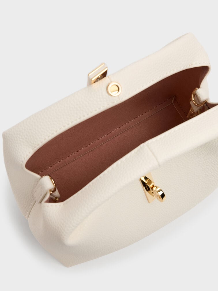 Chance Turn-Lock Bucket Bag, Cream, hi-res