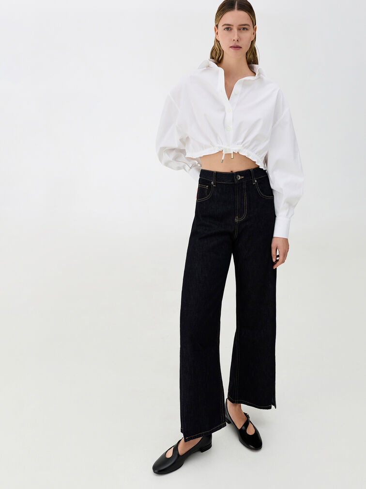 Daena Leather Asymmetric-Strap Mary Janes, Black Box, hi-res