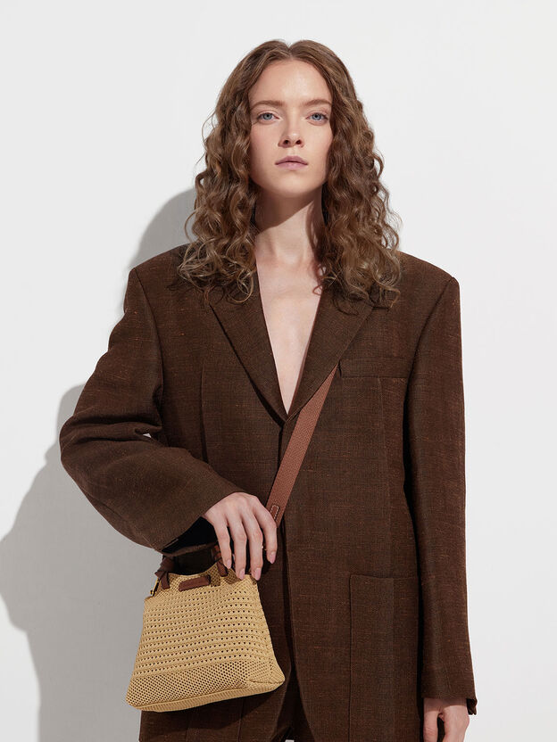 Mini Ida Knitted Tote Bag, Beige, hi-res