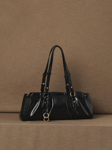Britton Elongated Shoulder Bag, Black, hi-res