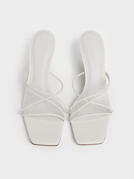 Strappy Heeled Sandals, White, hi-res