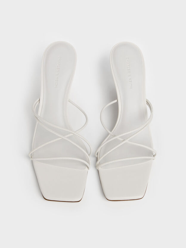 Strappy Heeled Sandals, White, hi-res