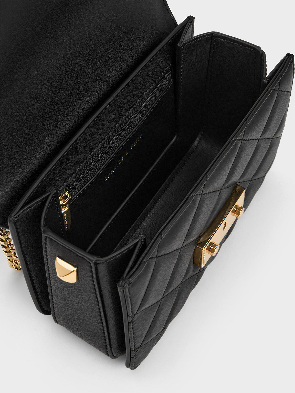 Black Alva Quilted Chain-Handle Bag - CHARLES & KEITH UK