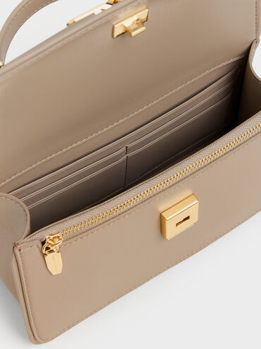 Arlet Belted Top Handle Bag, Taupe, hi-res