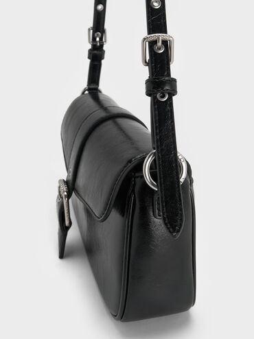 Blaise Belted Shoulder Bag, Noir, hi-res