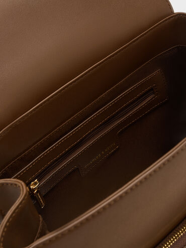 Octavia Front-Flap Backpack, Dark Brown, hi-res