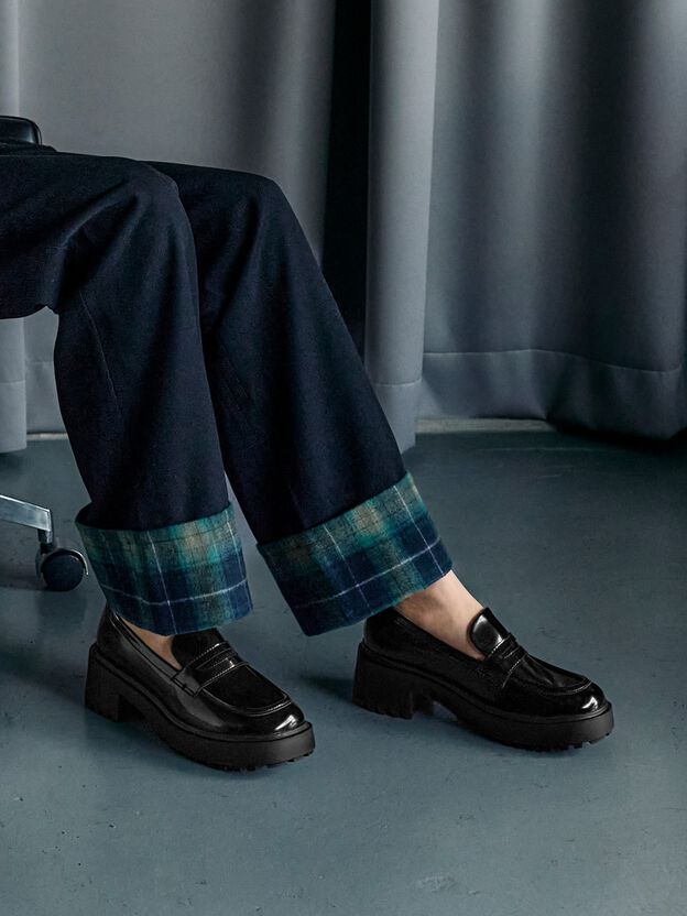 Barron Platform Penny Loafers, Black, hi-res
