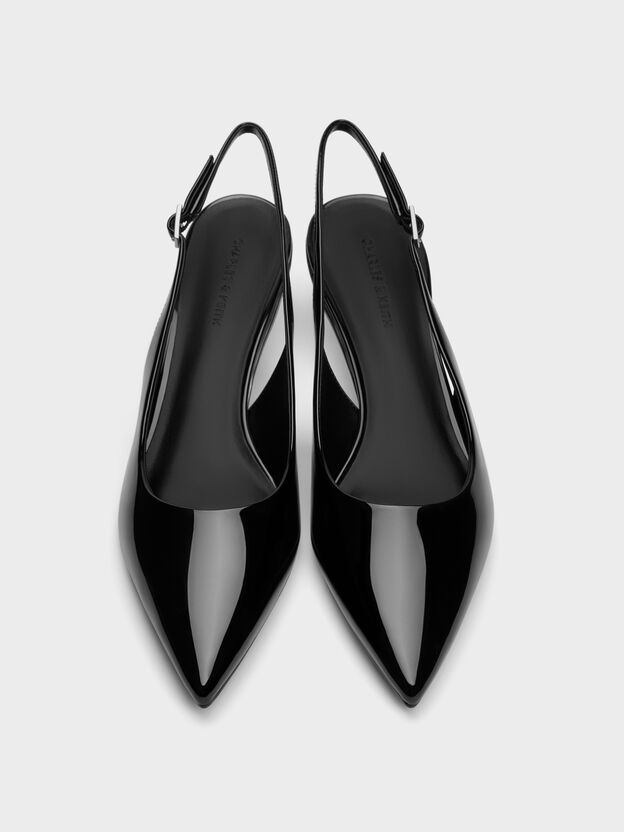 Curtis Patent Slingback Kitten Heels, Black Patent, hi-res