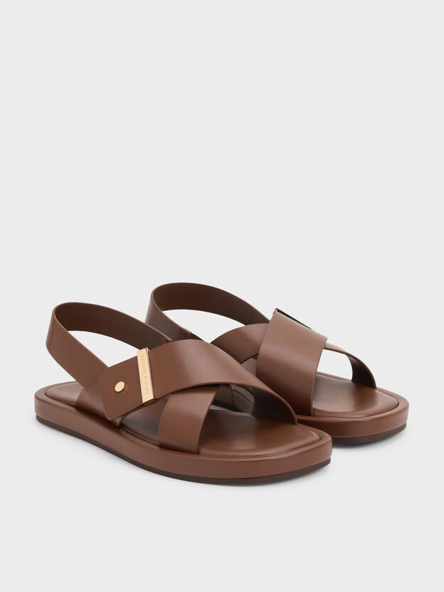 Audra Crossover Slingback Sandals, Dark Brown, hi-res