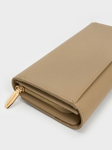 Muriel Front Flap Long Wallet, Sand, hi-res