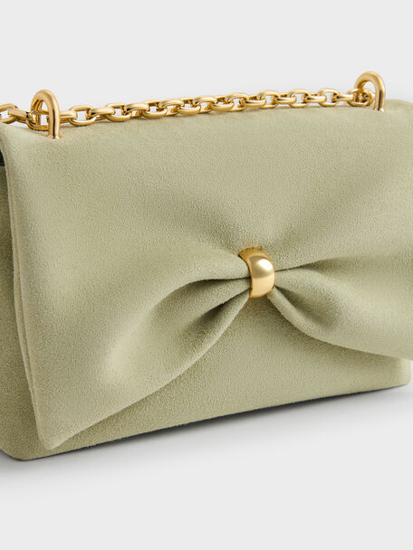 Halsey Ruched Chain Shoulder Bag, Pale Sage, hi-res