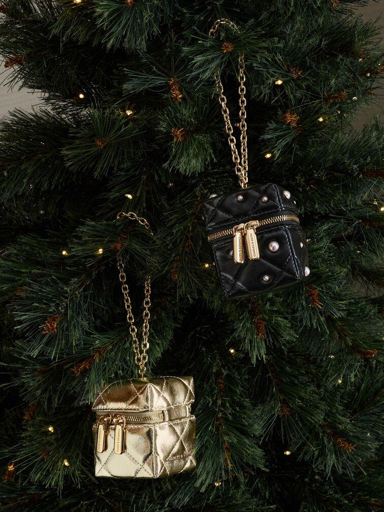 Janie Quilted Pearl-Embellished Chain-Handle Micro Bag, Black, hi-res