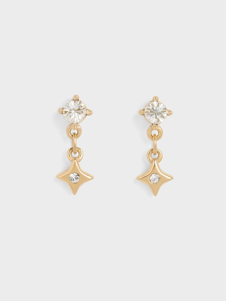 Everest Crystal Star Drop Earrings, Gold, hi-res