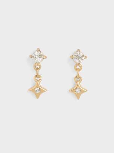 Everest Crystal Star Drop Earrings, Gold, hi-res